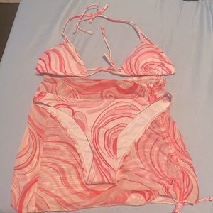 Bikini top, bottom, skirt